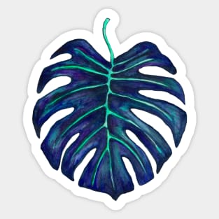 Blue monstera leaf Sticker